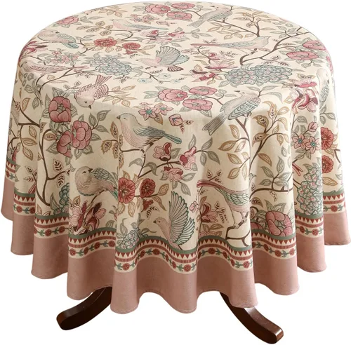Vista 73 de [Usado] patdrea Mantel largo de lino de diseño verde para mesa rectangular, mantel vintage transpirable con patrón de frutas amarillas, funda