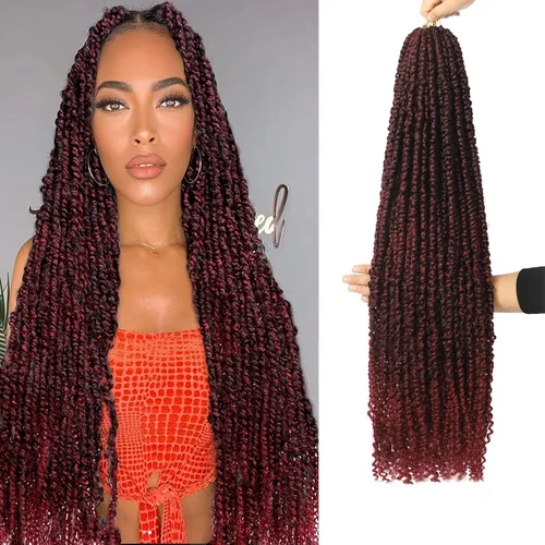 Vista 22 de Cabello Corto PassionTwist de 8 Pulgadas Cabello Pre-retorcido Passion Twists Cabello de Ganchillo Pre-enrollado Cabello Rizado de Ganchillo para 1b
