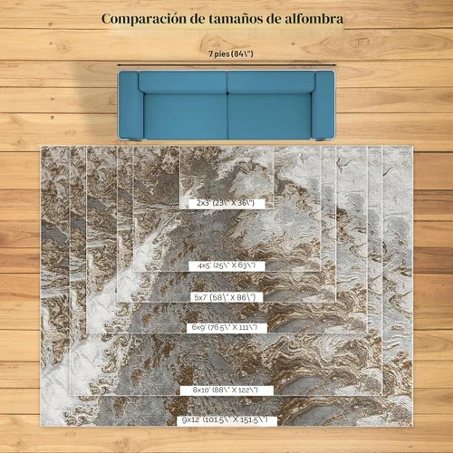 Vista 7 de LUXE WEAVERS Alfombra de Área Abstracta de Remolinos de Mármol, Gris 8x10