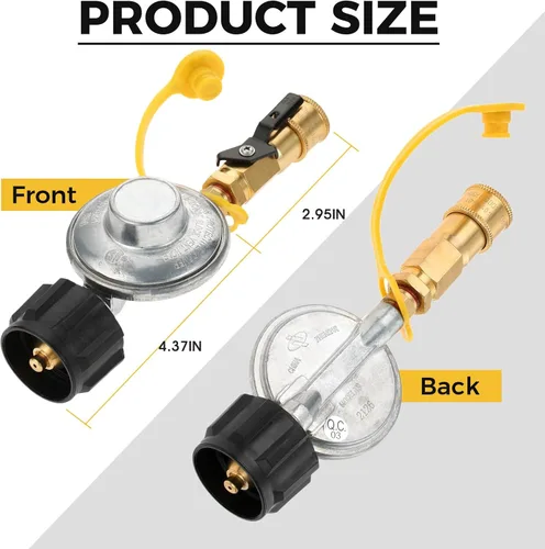 Vista 2 de DRELD Adaptador de conexión rápida de propano, regulador de parrilla de gas propano de 1/4 pulgadas con accesorios de conexión rápida QCC1, conecta