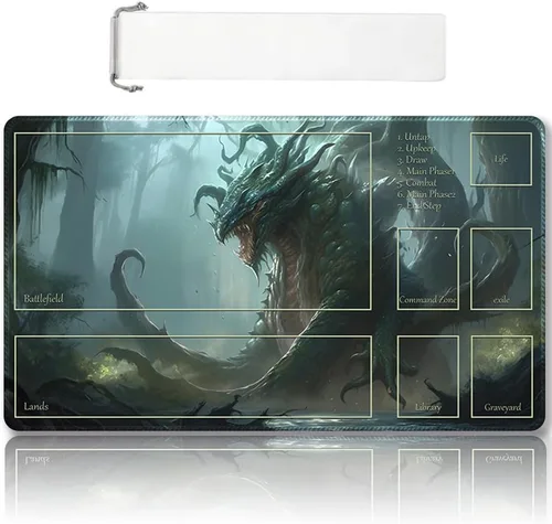 Vista 36 de Tapete de juego MTG cosido de alta calidad con zonas y parte trasera de goma antideslizante, tapete de juego TCG para MTG y otros juegos de cartas