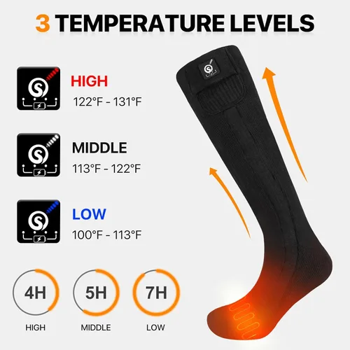 Vista 5 de SNOW DEER Calcetines térmicos para hombres y mujeres, batería recargable de 7.4 V, calentador eléctrico de pies de esquí para caza, pesca, camping
