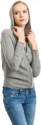 Vista 3 de Citizen Cashmere Zip Up Hoodie for Women - 100% Cashmere Hand-Knitted Ladies Slim Fit Cut Hoody with Long Sleeves Metal Zip