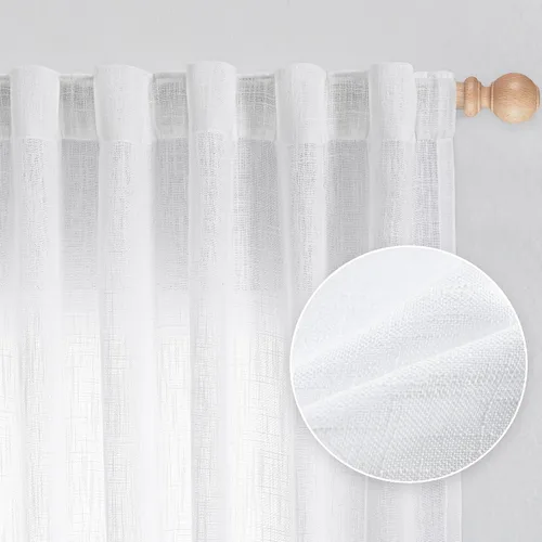 Vista 17 de MYSKY HOME Cortinas naturales de puerta francesa para ventana de puerta, 40 pulgadas de largo, cortas, semitransparentes, filtrantes de luz
