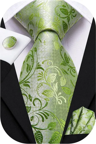 Vista 244 de Hi-Tie Corbatas de seda para hombre, diseño de cachemira a rayas, con bolsillo, gemelos cuadrados, conjunto formal de negocios