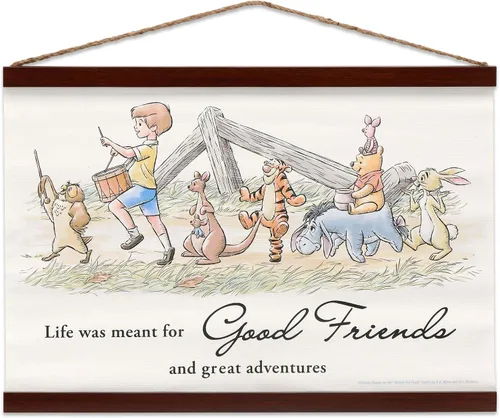 Vista 7 de Open Road Brands Disney Winnie the Pooh Adventure - Cartel colgante de lona - Fun Pooh and Friends Decoración de pared para el hogar