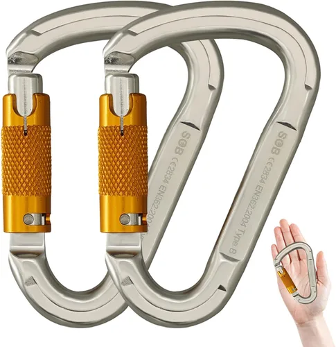 Vista 17 de SOB Clips de mosquetón de escalada con bloqueo automático, conector de mosquetón asimétrico de alta resistencia utilizado para rappel