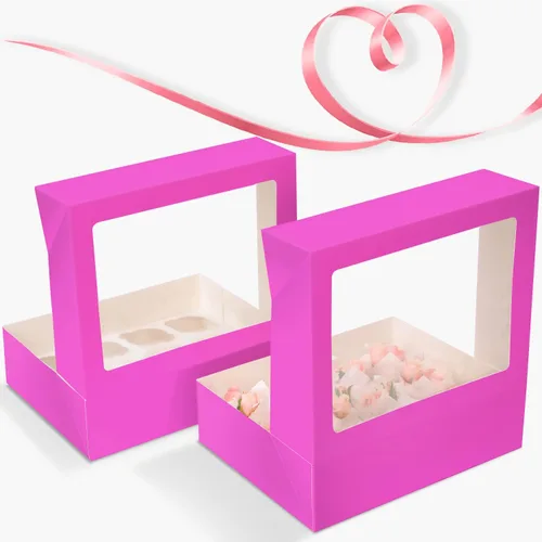 Vista 5 de Bakepacker Contenedores para 12 Cupcakes 10-Paquetes Caja de Cupcakes Roland Transportador de Cupcakes, 12 Cajas para Cupcakes con Ventana