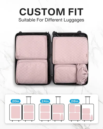 Vista 5 de BAGSMART - Juego de 6 cubos organizadores de viaje para accesorios de viaje organizador de maletas portátil con bolsa de zapatos organizador ligero