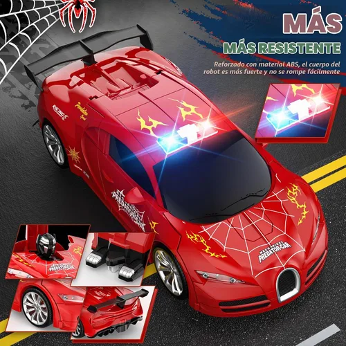 Vista 5 de Coche teledirigido que se convierte en robot transformando juguetes Rojo
