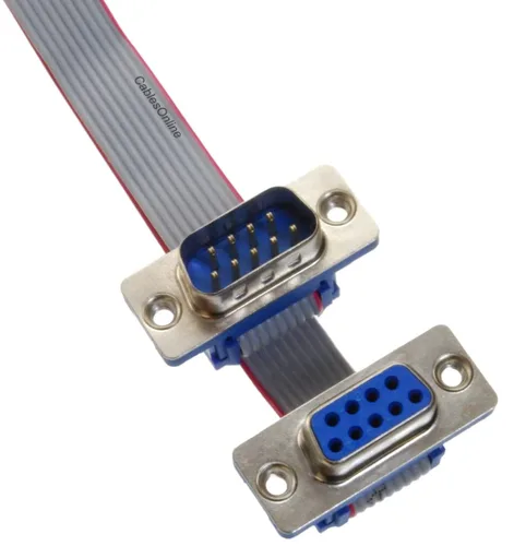 Vista 4 de CablesOnline, 6 pies DB9 macho a DB9 hembra 9 conductores 28awg recto Serial RS232 Cable de extensión de cinta plana, S-3F06