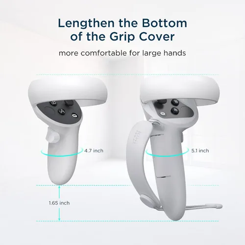 Vista 5 de KIWI design Accesorios de soporte de realidad virtual y accesorios de cubierta de agarraderas de controlador compatibles con Quest 2
