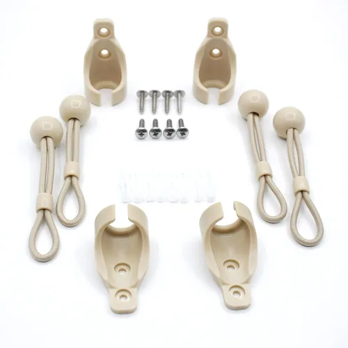 Vista 5 de Kit elástico universal para sombrillas, persianas enrollables opacas (color beige oscuro, kit de 2 unidades)