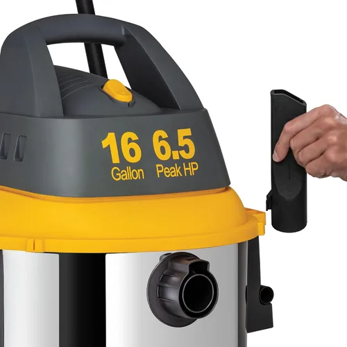 Vista 6 de Koblenz Aspiradora de contratista en seco y húmedo, aspiradora de acero inoxidable con motor silencioso, potente aspiradora de 16 galones/6.5 HP