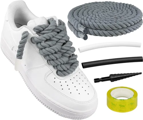Vista 8 de Endoto Cordones de cuerda para Air Force 1, agujetas gruesas y voluminosas para zapatos deportivos AF Azul bebé
