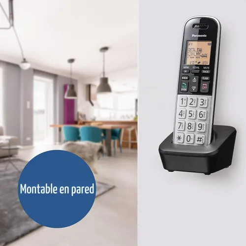 Vista 6 de [Usado] Teléfono inalámbrico compacto Panasonic con DECT 6.0, LCD ámbar de 1.6" y teclado HS iluminado, bloqueo de llamadas, identificador