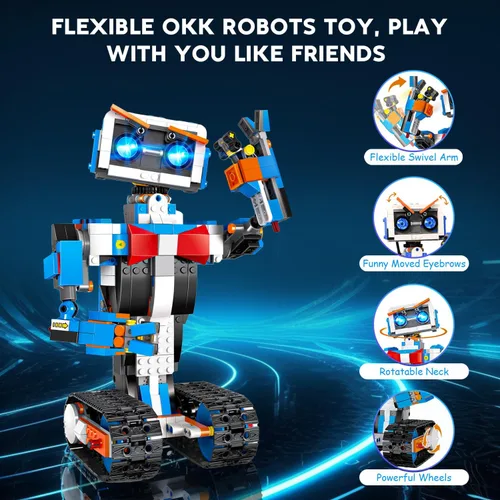 Vista 6 de okk Kit de robots, juego de robótica STEM para edades de 6 a 12 años, control remoto y de aplicaciones, programación y montaje de bricolaje.