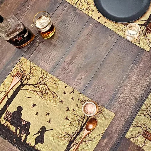 Vista 7 de DaDa Bedding - Juego de 4 manteles individuales de algodón y lino para mesa de comedor, 13 x 19 pulgadas