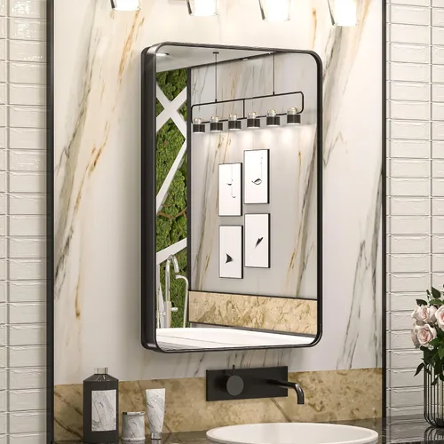 Vista 10 de Keonjinn Gabinetes de medicina delgados negros de 15 x 36 pulgadas, botiquín lateral estrecho para baño con espejo, marco de acero inoxidable