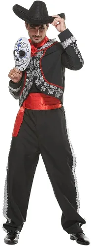 Vista 4 de FantastCostumes Disfraz de Mariachi para hombre del Día de los Muertos