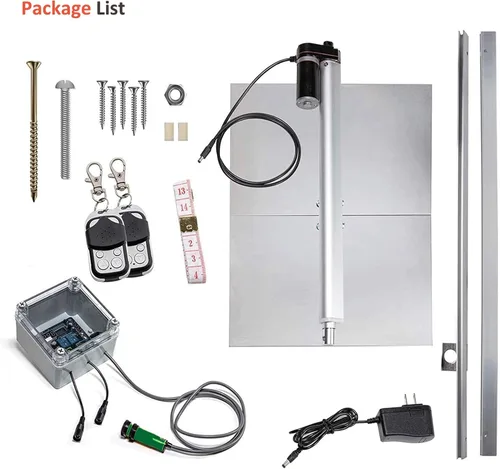 Vista 6 de Chicken Coop - Kit de abridor de puerta automático con sensor de luz, motor actuador de controlador de exterior a prueba de lluvia, control remoto