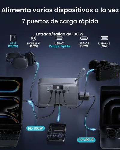 Vista 3 de DARAN Estación de energía portátil R200 192Wh, fuente de alimentación Gris