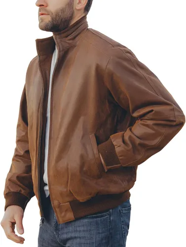 Vista 8 de FLAVOR Chaqueta casual bomber de cuero real para hombre
