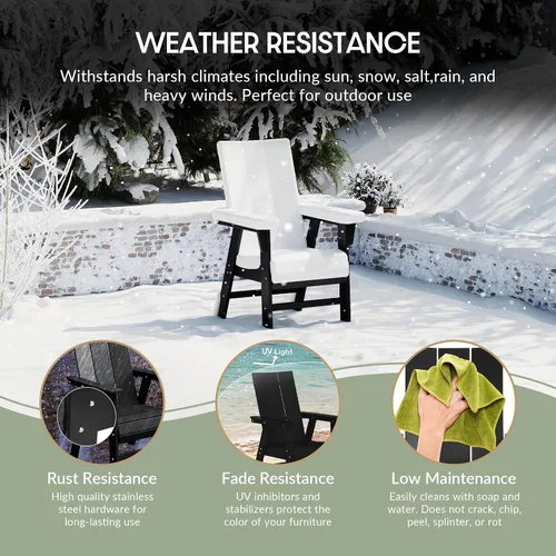 Vista 5 de WestinTrends Ashore Outdoor Patio HDPE Plastic Modern Adirondack Silla de comedor negra