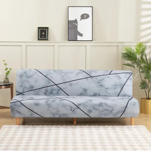 Vista 23 de LiveGo Fundas para futón sin brazos, funda elástica plegable para sofá cama con parte inferior elástica, funda de sofá ajustable estampada, Negro