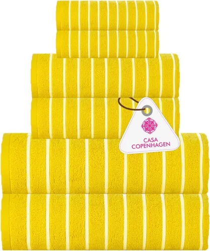Vista 107 de CASA COPENHAGEN Exotic - Juego de 6 toallas de diseño de 100% algodón egipcio, color azul aguamarina, 550 GSM, 2 toallas de baño, 2 toallas de baño
