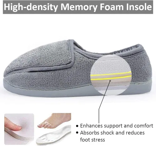 Vista 3 de Git-up Pantuflas diabéticas de espuma viscoelástica para mujer artritis edema ajustables puntera cerrada pies hinchados cómodas para interiores