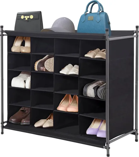 Vista 9 de STORAGE MANIAC Organizador apilable para zapatos, zapatero independiente para entrada, dormitorio, apartamento, armario, 20 cubos, gris