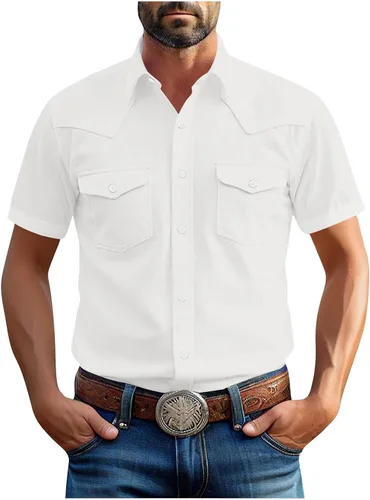 Vista 17 de Men's Short Sleeve Button Down Shirts Cargo Shirt Fashion Casual Summer Beach Shirts Business Work Basic Tee Tops