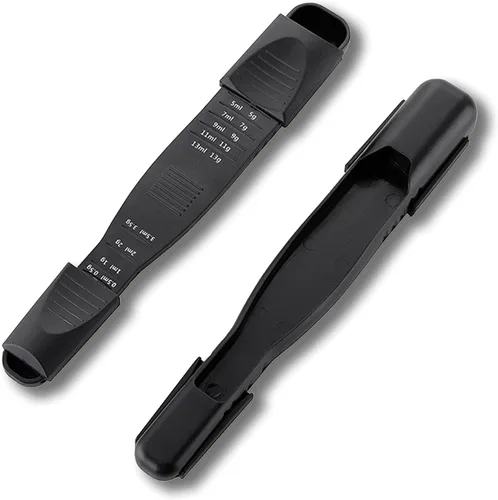 Vista 2 de M&c Cuchara medidora ajustable de doble cara – Cuchara dosificadora con nivelador en gramos y ml – para ingredientes secos o líquidos, hornear