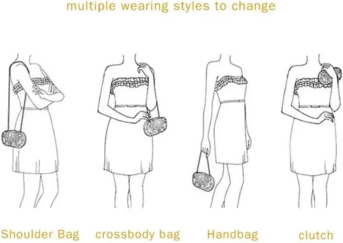 Vista 6 de Bolsos de embrague en forma de corazón de terciopelo para mujeres fiesta de noche Tote con cadena de hombro