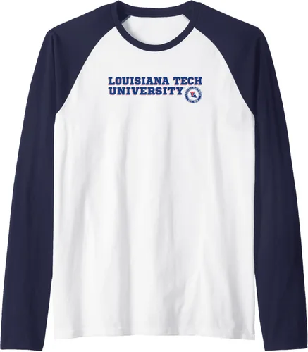 Vista 6 de Louisiana Tech Bulldogs - Camiseta de béisbol raglán con texto en bloque, Negro