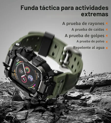 Vista 6 de ULTIMAL Funda Resistente con Correa para Apple Watch 44mm, Compatible con Apple Watch Series SE 3/SE 2/SE Generation/6/5/4, Funda Táctica Antigolpes