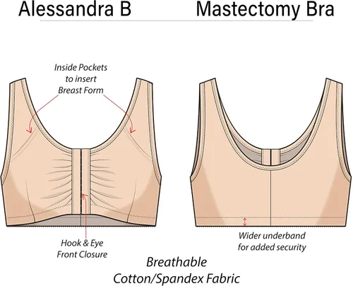 Vista 2 de Alessandra B Sujetadores de mastectomía con bolsillos para prótesis