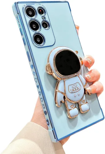 Vista 23 de phylla para Samsung Galaxy A12 Funda de Teléfono con Soporte Oculto de Astronauta Chapado en Oro de Lujo Lindo Astronauta Lateral Lindo
