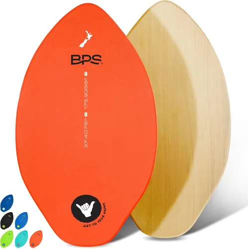 Vista 12 de BPS Skimboard 'Shaka' de Nueva Zelanda con almohadillas de agarre EVA de colores y capa transparente de alto brillo tablas de madera para aventuras