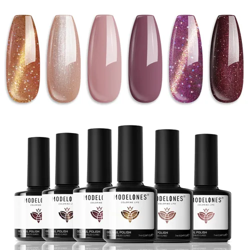 Vista 17 de modelones Juego de imanes de ojo de gato, esmalte de gel francés con corazón de ojo de gato, kit de herramientas de uñas de doble cabeza 5 en 1