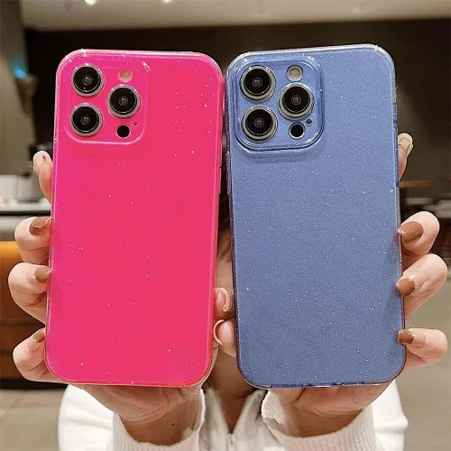 Vista 5 de Funda compatible con iPhone 15 Plus con purpurina para mujeres y niñas, funda protectora suave y brillante para iPhone 15 Plus, color azul