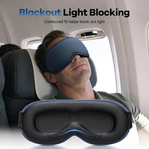Vista 3 de Antifaz de dormir con peso para hombres: Antifaz para ojos de 3D con bloqueo de luz y cero presión para alivio del estrés, sueño profundo y siestas