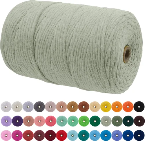Vista 93 de JeogYong Cordón de macramé de un solo hilo 3 mm x 109 yardas (328 pies) Cuerda de algodón suave Hilo de macramé de 3 mm, suministros de macramé