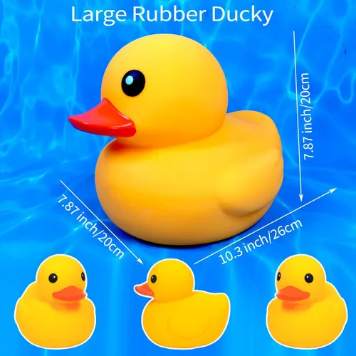 Vista 4 de 10.3 pulgadas Sin Agujero Gigante/Grande Impermeable Sin Ruido 'Bebe' Pato de Goma Divertido Amarillo/Ducikes Juguete de Baño/Piscina/Agua Sin