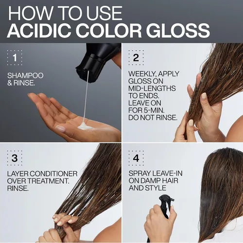 Vista 4 de Redken Acidic Color Gloss Conditioner - Color Protection & Vibrancy, Salon-Grade Hair Shine, For Color-Treated Hair