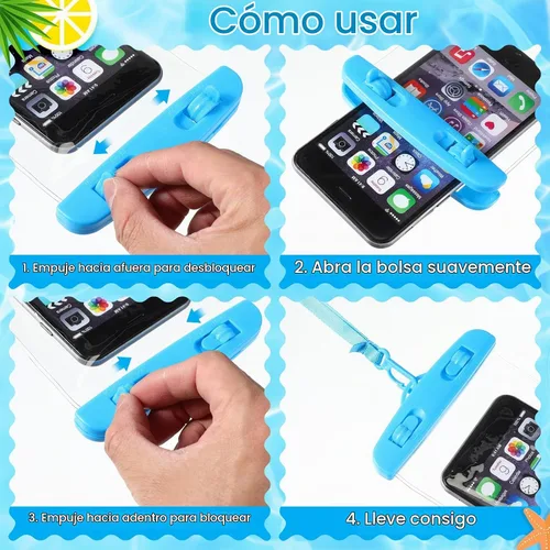Vista 4 de Paquete de 40 bolsas universales transparentes impermeables para teléfono, coloridas