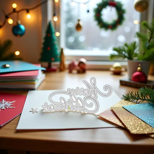Vista 4 de Troqueles de corte de Navidad para hacer tarjetas, troqueles de corte de metal de Feliz Navidad, plantillas de corte para álbumes de recortes, álbum