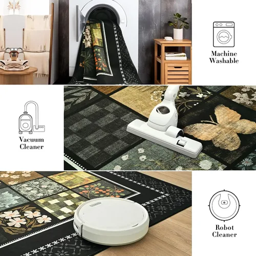 Vista 7 de Tepook Alfombras de área de 5 x 7 pies para sala de estar, alfombra geométrica grande moderna para dormitorio, alfombra de retazos lavable