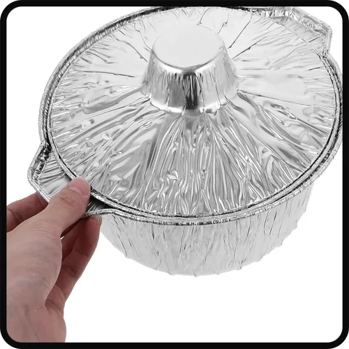 Vista 8 de Macetas desechables de aluminio con tapas, 12 unidades, 135.3 fl oz, plateadas, sin recubrimiento, aptas para horno y estufa, incluye tapas